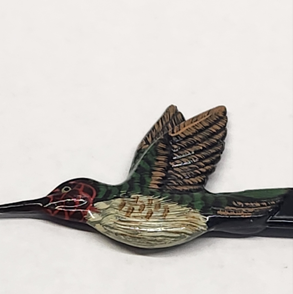 Vintage Hand Painted Hummingbird Letter Opener Laquered - Picture 5 of 12